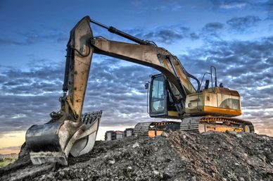 a bulldozer is sitting on top of a pile of dirt, a digital rendering by Jeff A. Menges, trending on