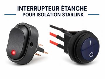 Interrupteurs électriques étanches pour installation Starlink sur bateau.