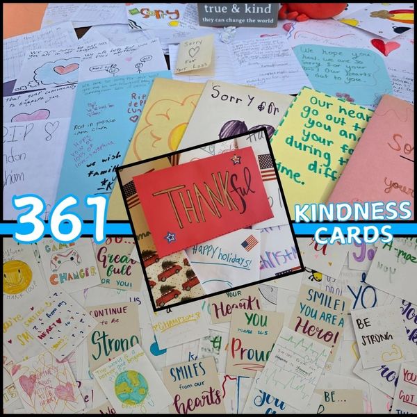361 Kindness Cards created by KIDS CARE volunteers in 2024.