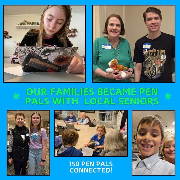 KIDS CARE volunteers meeting with their pen pals from Sterling Estates of West Cobb.