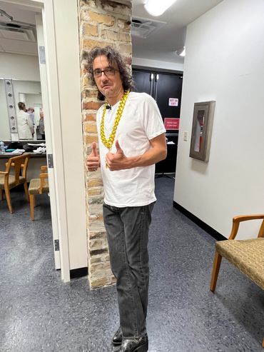 Eddie Wayne backstage as Rockin' Johnny in The Last Broadcast