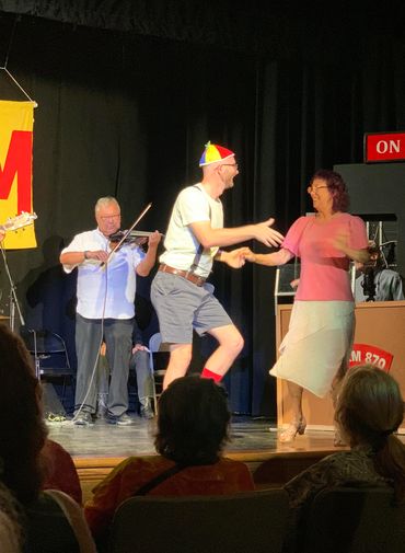 Laird Duran on fiddle, with Evan & LauraJo Julian in The Last Broadcast