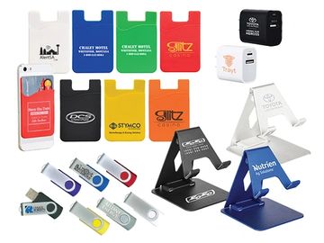 Branded Tech Accessories - Earbuds, Chargers, Bluetooth Speakers, USB Drives, Mouse Pads, etc.