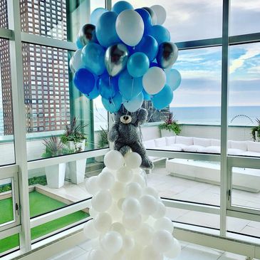 Floating Teddy Bear Balloon,
Baby Shower Balloons, Chicago Chrome Balloons,