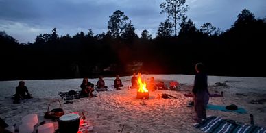 Creek side, fire lit sound bath journey