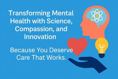 Brain, heart, and light rays showing compassionate psychiatry care