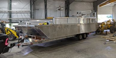 Custom Transport Barge Built by Silver Mist Aquatics and Eco-Harvesters LLC in Waupaca WI.