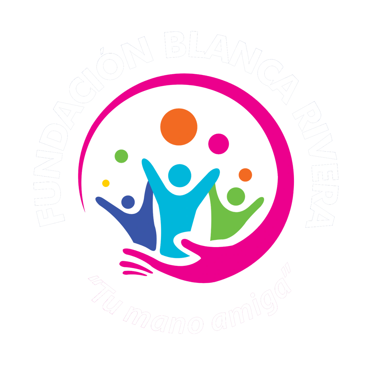 Logo of Fundación Blanca Rivera with colorful figures and supportive hands.