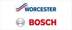 Logos of Worcester and Bosch, brands related to home appliances and heating solutions.