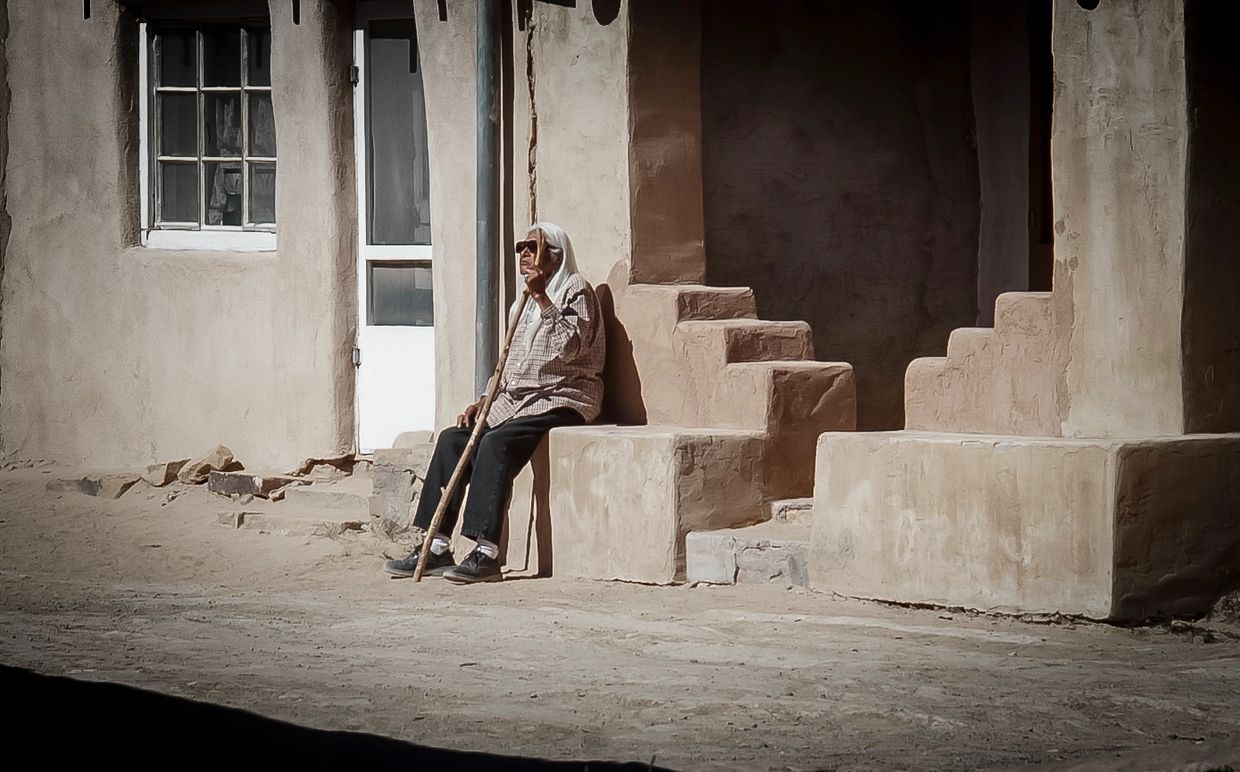 Tribal elder in the sun at Acoma / Sky City