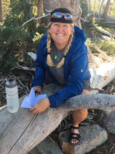 Lizzie Flower hiking the Tahoe Rim Trail in August 2018.