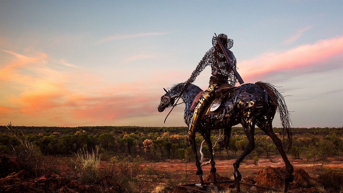 Photograph of Returned Soldier on horse by Aaron Skinn (Barcaldine)