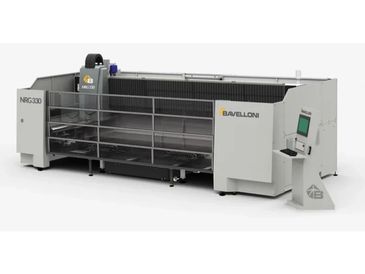 Bavelloni NRG330 industrial glass processing machine with control panel.