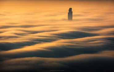 a stunning golden fog from dubai morning. Fine art cityscapes by ahmad alnaji