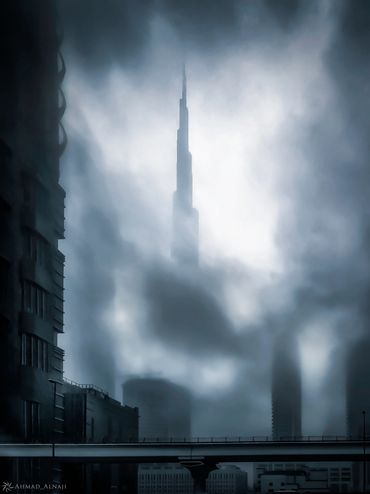 burj khalifa fog photo by ahmad alnaji professional architecture photographer based in dubai