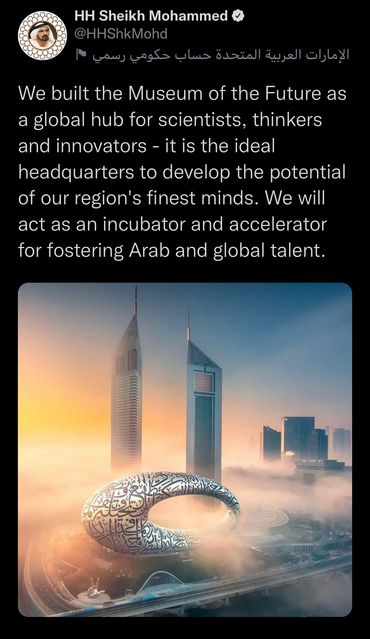 Tweet by HH Sheikh Mohammed Bin Rashid Al Maktoum, UAE VP & Ruler of Dubai