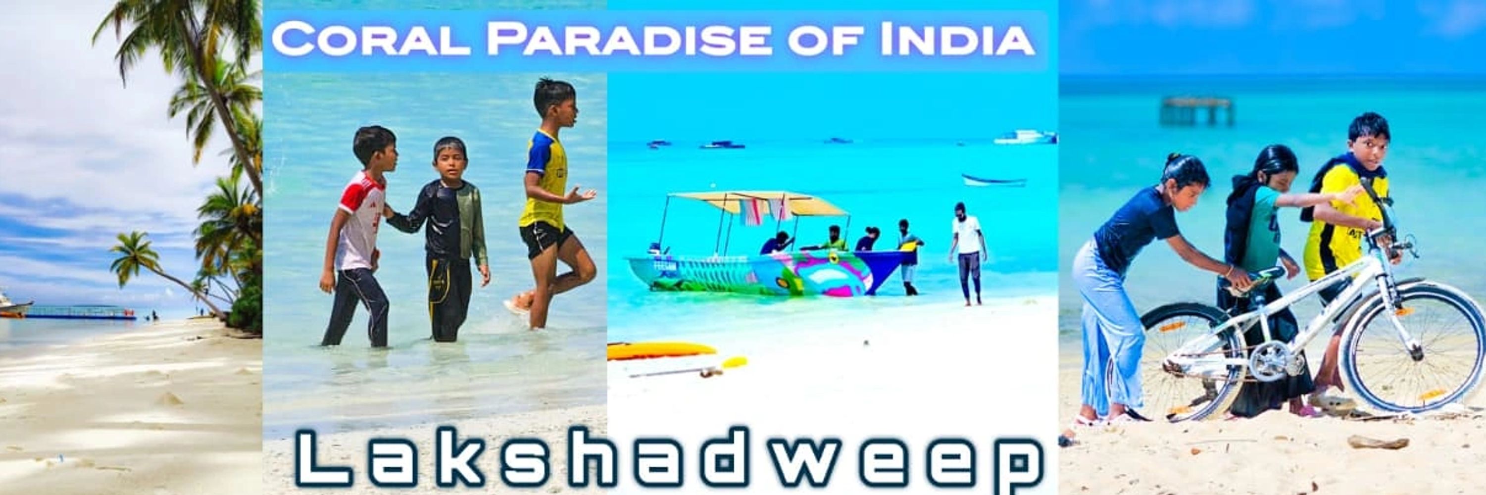 Children enjoying the clear waters and sandy beaches of Lakshadweep, India.