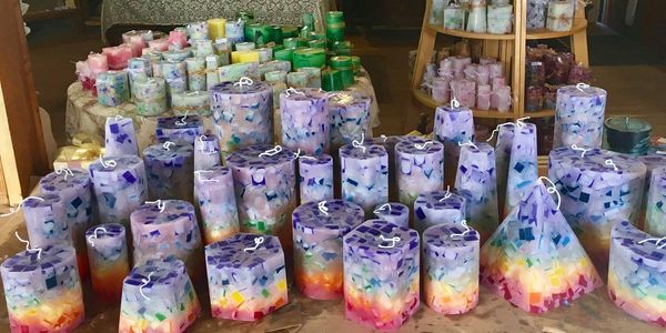 rainbow handmade candles