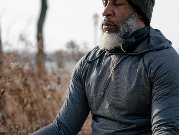 black man meditating