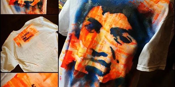T-shirt 1of1 SOLD hand-stencils custom fan art Michael Jackson FanArt