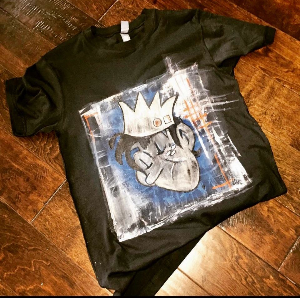 hand painted 1of1 custom t-shirt JUG HEAD fan art SOLD