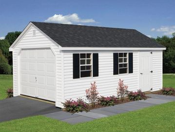 vinyl cottage garage with wooden floor