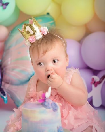 baby girl butterfly theme cake smash