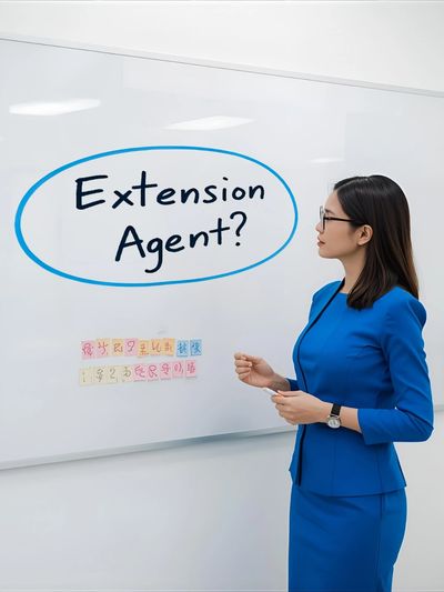 Photo: person writing Extension Agent? on whiteboard