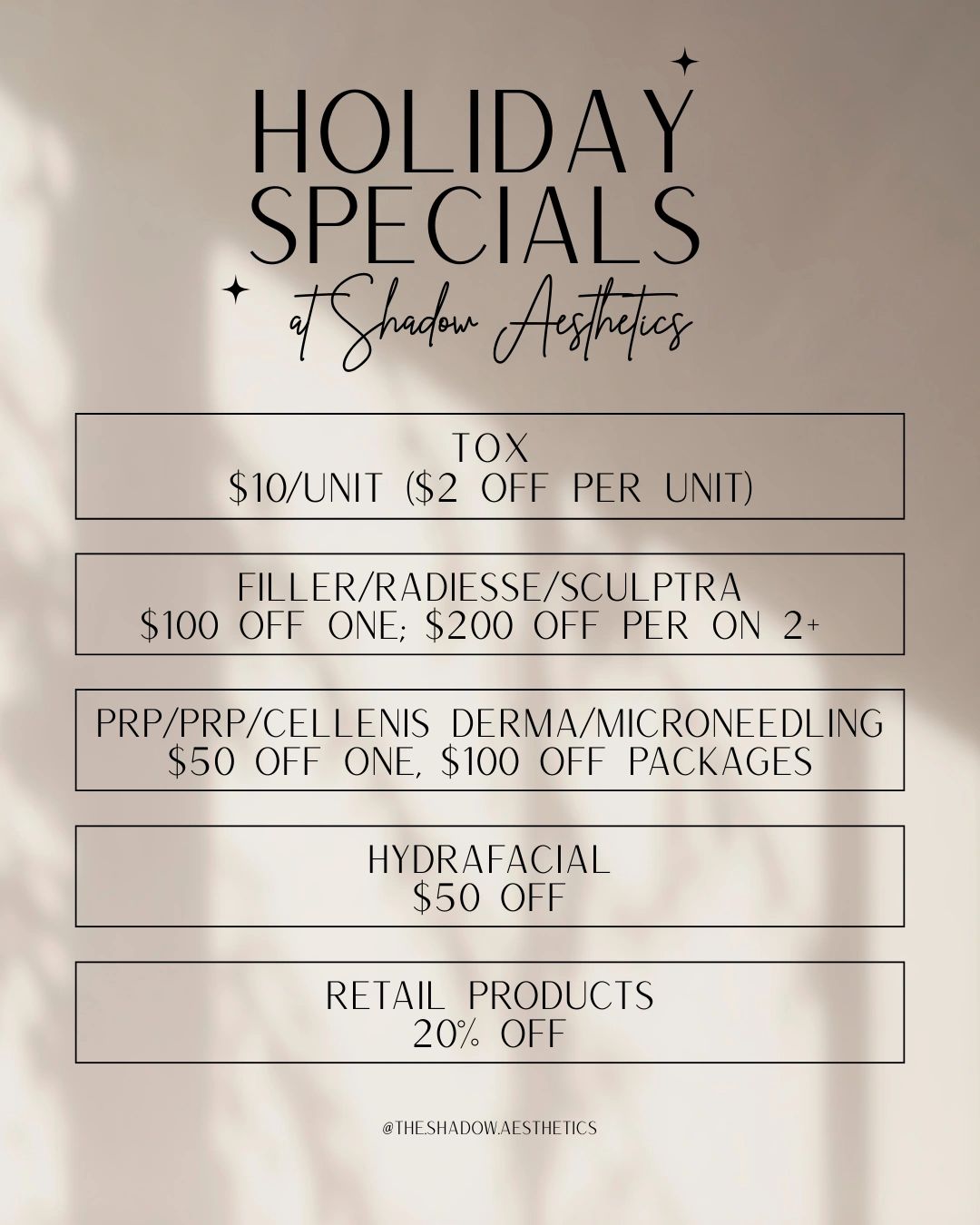 Holiday Specials Are Here! 🎄✨
From Thanksgiving through New Year’s, treat yourself (or someone you