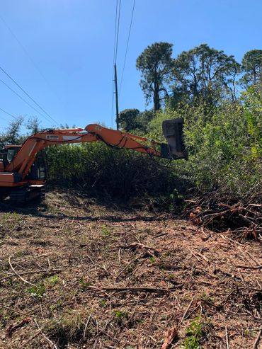 image of excavator clearing a powerline right-of-way