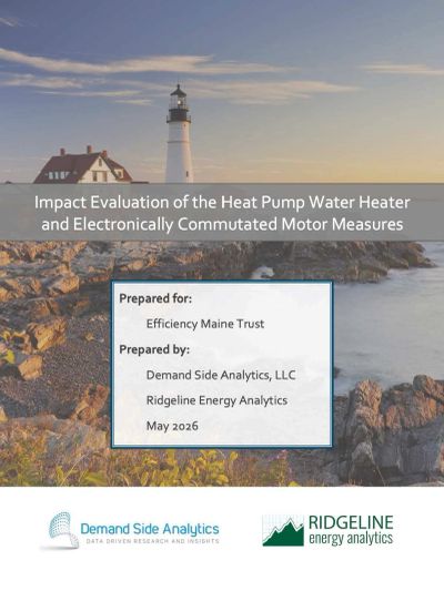 Report cover featuring a lighthouse and coastal scene for energy impact evaluation.