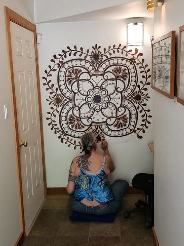 My own home wall mandala making!