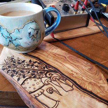 Necessary tools: coffee, wood and my Razor Tip burner.