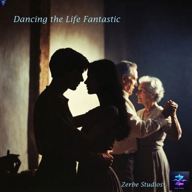 Two couples dancing in silhouette with 'Dancing the Life Fantastic' text.