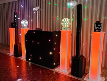 Dark Orange Wedding DJ Party DJ set up