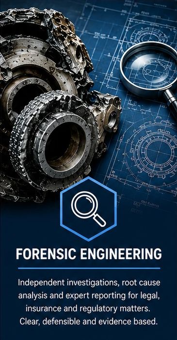 Forensic engineering focuses on investigations and root cause analysis for legal and insurance matters.