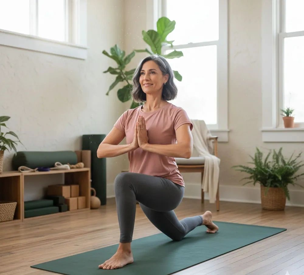 A woman in a yoga pause A woman in a yoga pause