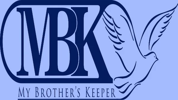 Logo with MBK initials and a flying dove, symbolizing My Brother's Keeper.