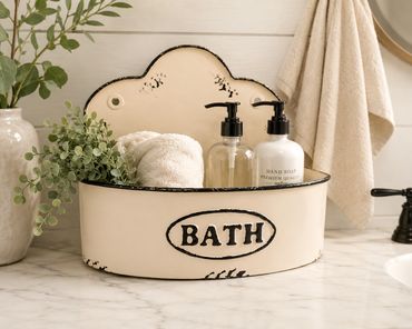 Farmhouse bath storage caddy