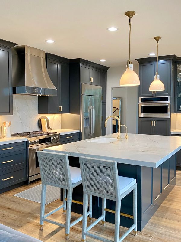 Kitchen cabinets and island