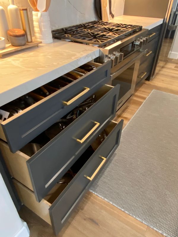 Custom three drawer cabinets for storage