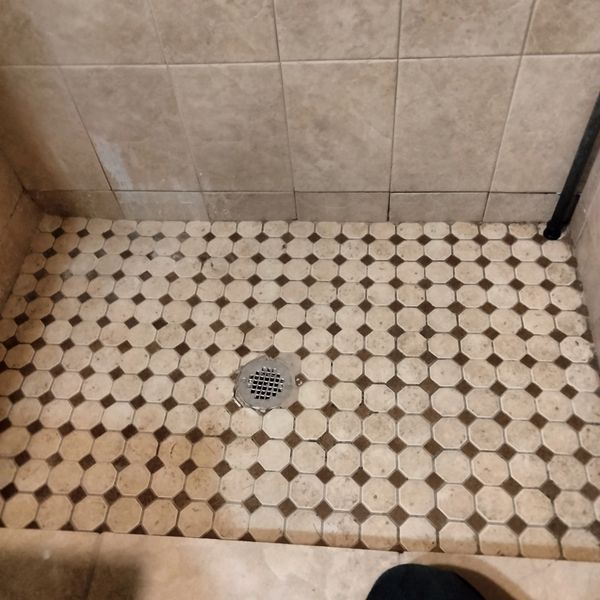 Before mosaic tile floor was renoved