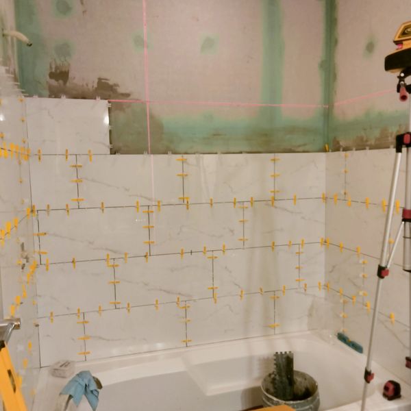 During picture of shower remodel