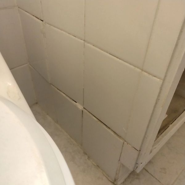 LOOSE TILES AND GROUT BEFORE REMOVAL REPAIR REPLACEMENT OF TILES AND GROUT BY THE GROUT DYE'R 631 31
