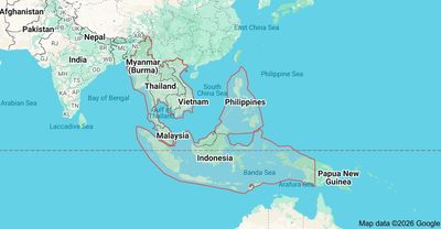 Map highlighting Southeast Asian countries including Indonesia and the Philippines.