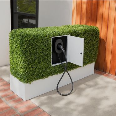 Power Hedge wall a built in EV charger to hide wires and camera integration available