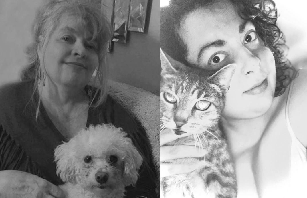 Michelle and Arianna Schesny posing with their pets!