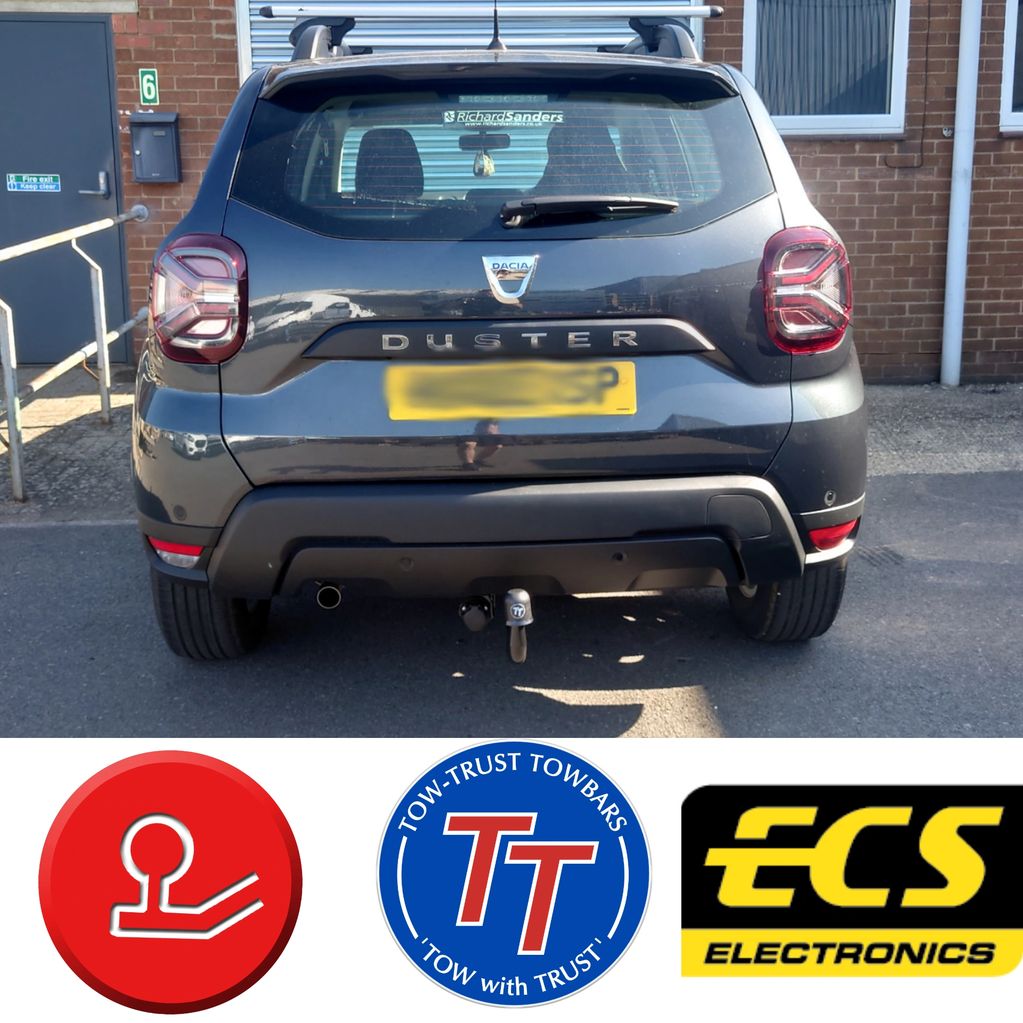 Grey Dacia Duster fitted with a fixed Tow-Trust Tow Bar 