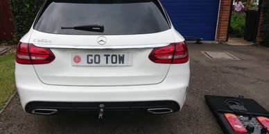 2020 Mercedes C-Class estate with a detachable Tow-Trust towbar fitted by Go-Tow ltd