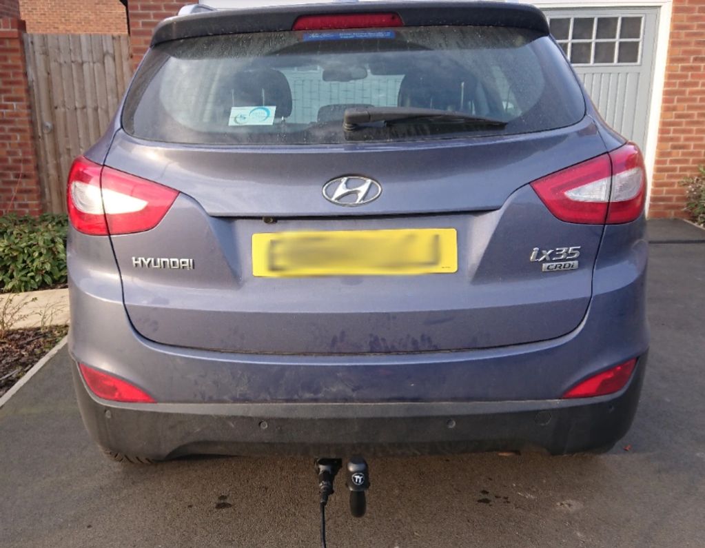 Blue Hyundai IX35 fitted with a fixed Tow-Trust Tow Bar 